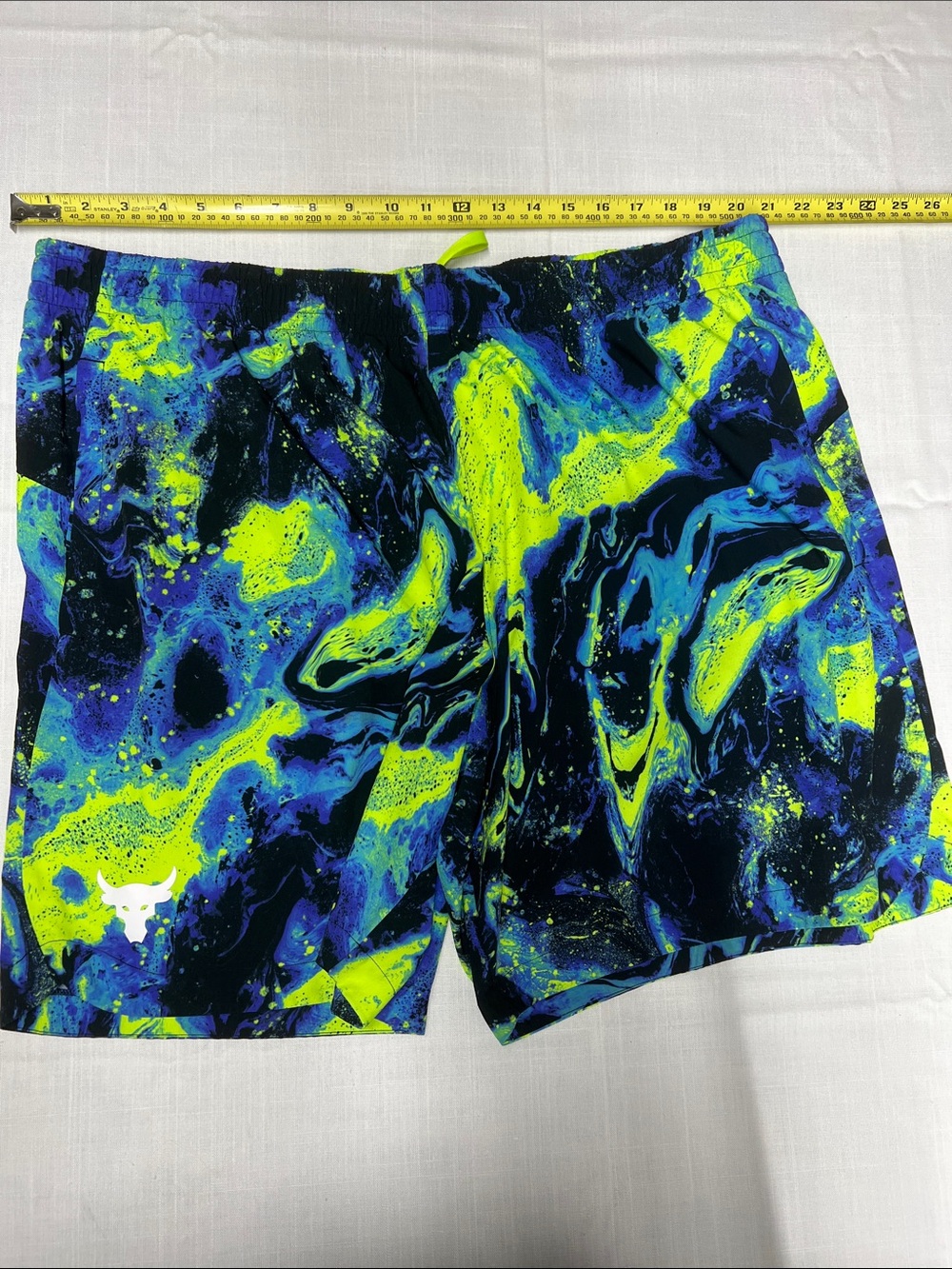 Under Armour Men’s Swim Trunks - Neon Green, Blue & Black Marble